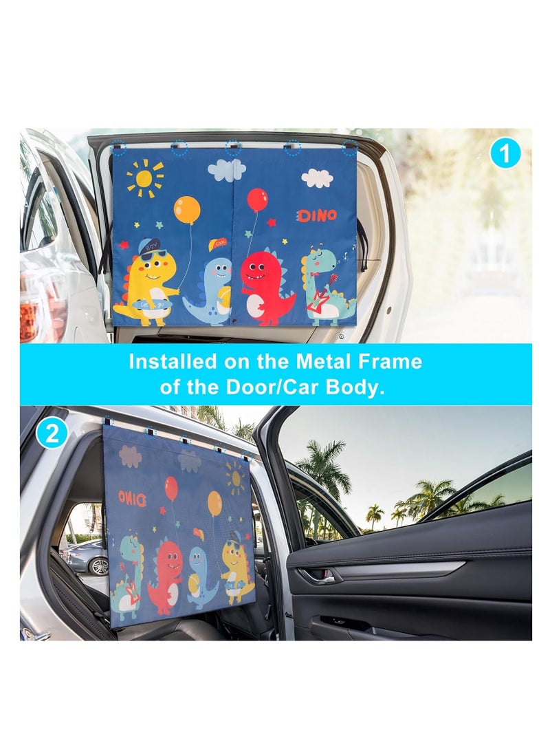 SYOSI Magnetic Car Side Window Shades, 1 Pack Magnetic Car Sun Shades, for Baby Double Layer Full Shade/Half Shade Options Cartoon Car Window Curtain, for Kids Heat/Uv Protection, Fits Most Cars Size  - Image 5