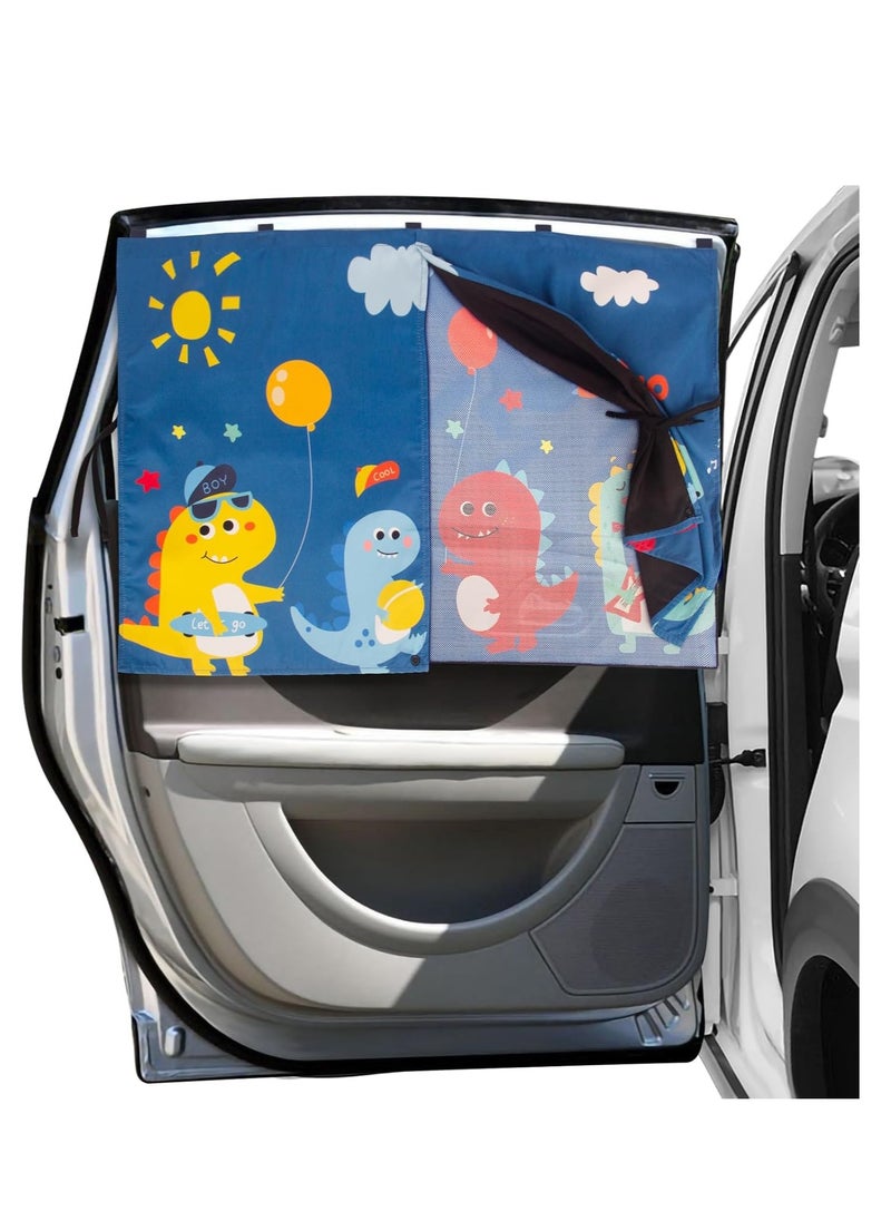 SYOSI Magnetic Car Side Window Shades, 1 Pack Magnetic Car Sun Shades, for Baby Double Layer Full Shade/Half Shade Options Cartoon Car Window Curtain, for Kids Heat/Uv Protection, Fits Most Cars Size  - Image 1