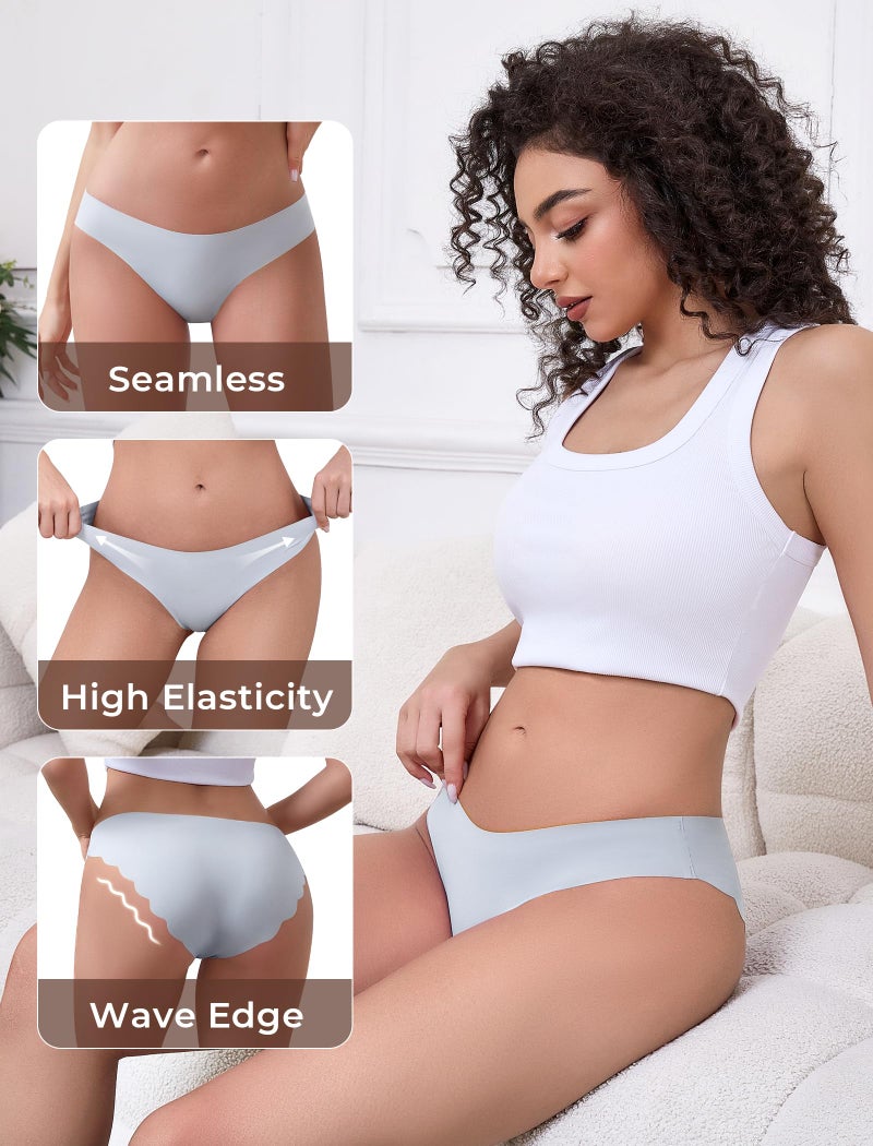 voenxe Seamless Underwear for Women Bikini Panties,No Show Ladies Hipster Low Rise Cheeky,Invisible Breathable Panty,5 Pack Basic - Image 4