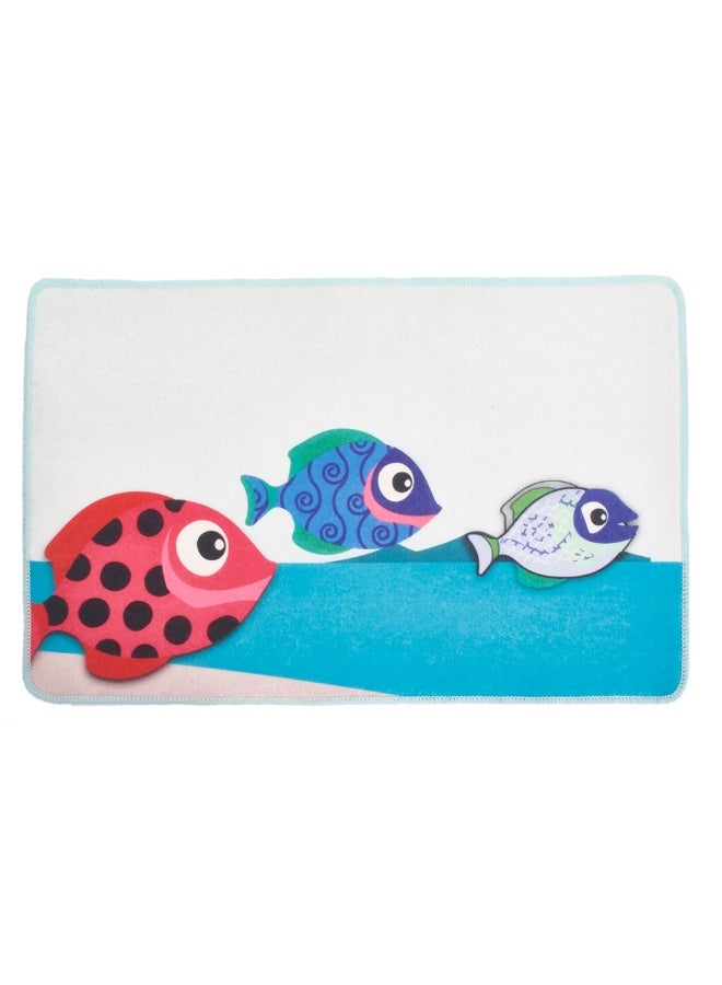 Biggdesign Washable Indoor Doormat 45x70cm, Durable Polyester Mat, Non-Slip Bottom, Pet Friendly, Machine Washable, Fishes Design Doormat, Ideal Door Mat for Kitchen, Bathroom, Living Room, Entryway - Image 1