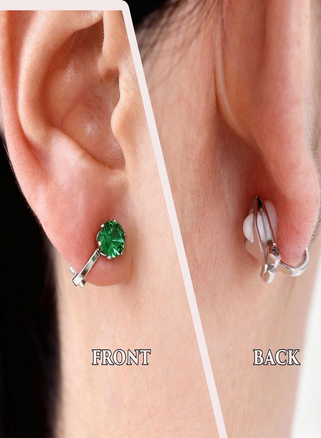 Spiritlele 12 Pairs Birthstone CZ Clip on Stud Earrings Set Round Cubic Zirconia Clip on Non Piercing Fake Stud Earrings Birthday Gifts Unisex (Circle) - Image 4