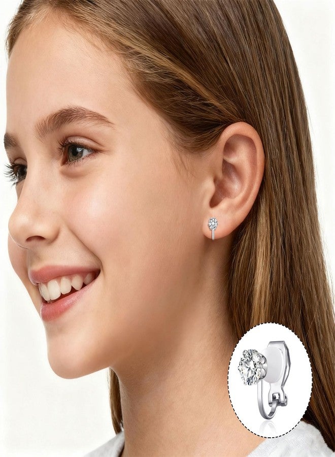 Spiritlele 12 Pairs Birthstone CZ Clip on Stud Earrings Set Round Cubic Zirconia Clip on Non Piercing Fake Stud Earrings Birthday Gifts Unisex (Circle) - Image 3