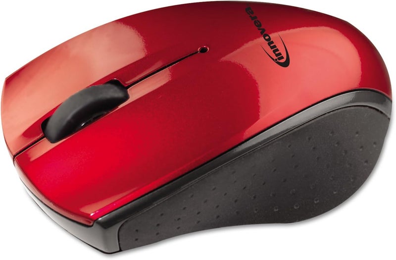 Innovera IVR62204 24 GHz Frequency 30 ft Wireless Range LeftRight Hand Use Mini Wireless Optical Mouse  RedBlack - Image 2