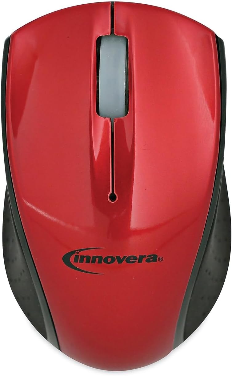 Innovera IVR62204 24 GHz Frequency 30 ft Wireless Range LeftRight Hand Use Mini Wireless Optical Mouse  RedBlack - Image 4
