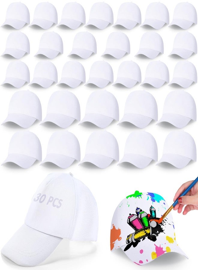 JaGely DIY Baseball Caps DIY Creative Painting Adjustable White Baseball Hat Kids Adults for Camp Outdoor Sports Painting(30 Pcs) - Image 1