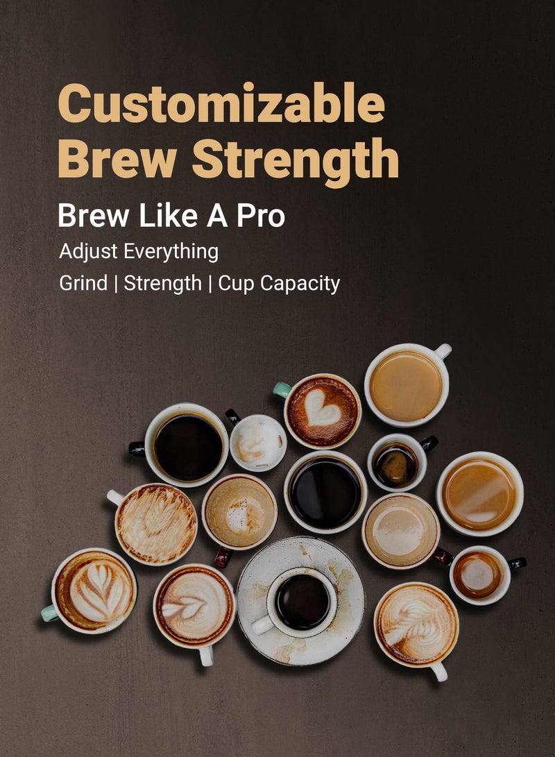 ليبرسو ماكينة تحضير القهوة Grindbrew Pro مع مطحنة حبوب البن ومسحوق القهوة سعة 1.35 لتر / ماكينة قهوة 900 وات / قوة تخمير قابلة للتخصيص / وظيفة الحفاظ على الدفء / لوحة تحكم رقمية - أسود - Image 4