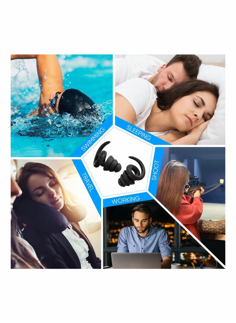 SYOSI - Ear Plugs for Sleeping Noise Cancelling, Reusable and Washable Silicone Earplugs for Noise Reduction, Sound Blocking Ear Plugs for Sleep, Concert, Snoring, Work, Swimming, Shooting Range (Black) - Image 1