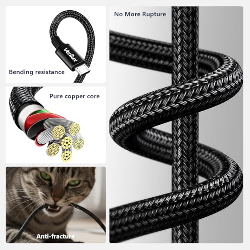 Verilux® 9.8FT Type C to Micro USB Cable, 5V/2A Micro USB Cable Fast Charging Nylon Braided, 480Mbps High-Speed Micro USB Data Cable, Compatible with Power Banks, Smartphones, Tablets, Cameras - Image 5