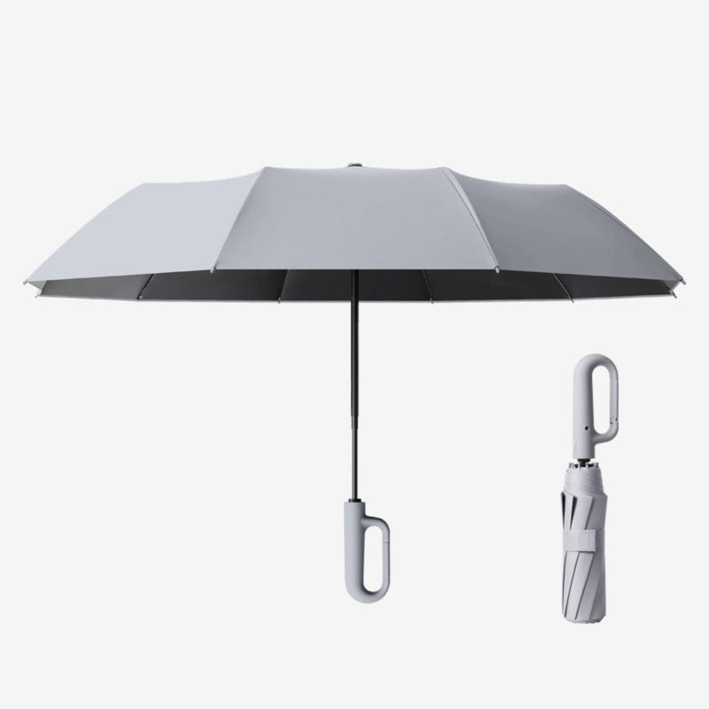 QWB ReflectoShield - Inverted Windproof Umbrella with Carabiner Handle, 46-inch Portable Folding Rain Umbrella for Women & Men, 10 Ribs - Image 2