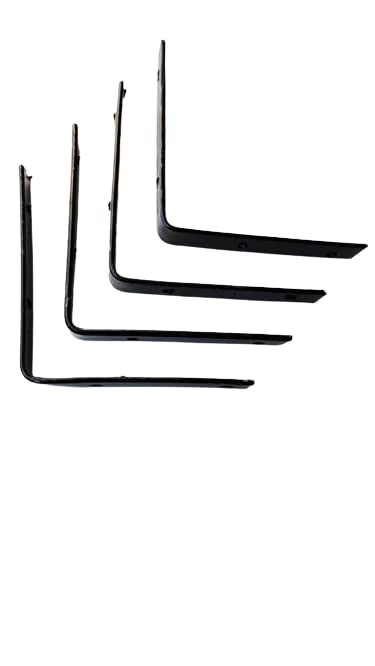 FTE Black L Angles Clamps Brackets Made of Strong Iron A Set of 4 Pieces for shelve Support with Double Hole Size 4x4 inch 11x12cm - Image 4