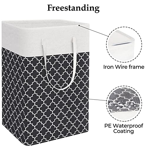 StorageRight Laundry Basket Hamper Large Collapsible Laundry Hamper with Easy Carry Handles，Freestanding Clothes Hampers for Laundry, Bedroom, Dorm, Clothes, Towels, 75L, Clover Black - Image 3