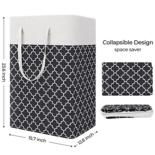 StorageRight Laundry Basket Hamper Large Collapsible Laundry Hamper with Easy Carry Handles，Freestanding Clothes Hampers for Laundry, Bedroom, Dorm, Clothes, Towels, 75L, Clover Black - Image 2