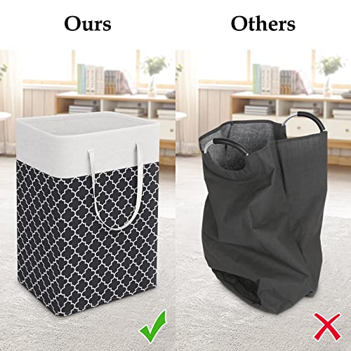 StorageRight Laundry Basket Hamper Large Collapsible Laundry Hamper with Easy Carry Handles，Freestanding Clothes Hampers for Laundry, Bedroom, Dorm, Clothes, Towels, 75L, Clover Black - Image 5