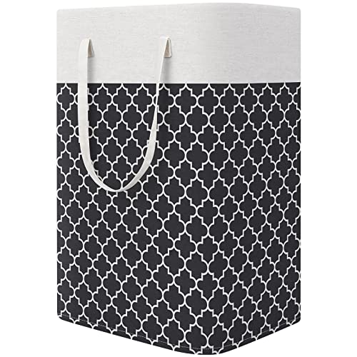 StorageRight Laundry Basket Hamper Large Collapsible Laundry Hamper with Easy Carry Handles，Freestanding Clothes Hampers for Laundry, Bedroom, Dorm, Clothes, Towels, 75L, Clover Black - Image 1
