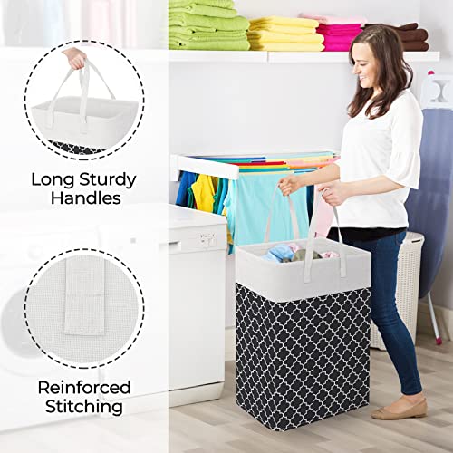 StorageRight Laundry Basket Hamper Large Collapsible Laundry Hamper with Easy Carry Handles，Freestanding Clothes Hampers for Laundry, Bedroom, Dorm, Clothes, Towels, 75L, Clover Black - Image 4