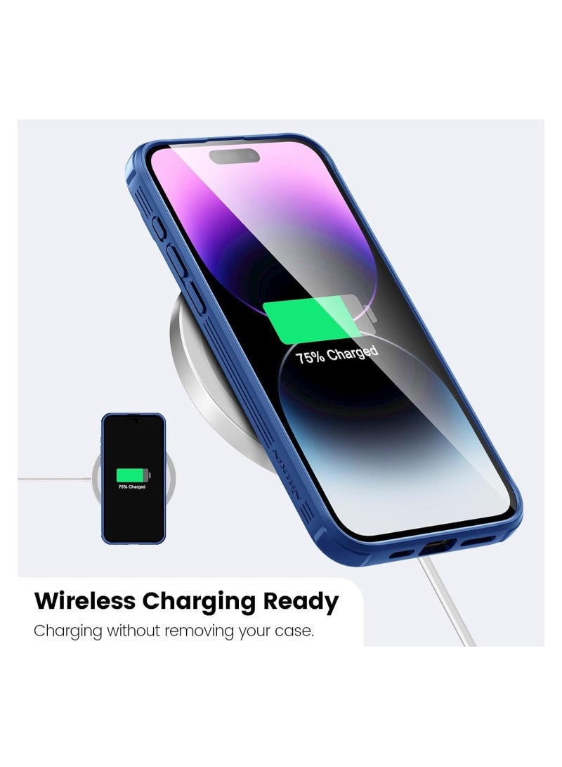 ELTRAZONE Case for iPhone 15 Pro Max Camshield Cover with Slide Camera Lens Protection PC Back & TPU Bumper Frame Protection Anti Fingerprint Soft Delicate Touch Case (iPhone 15 Pro Max, Blue) - Image 5