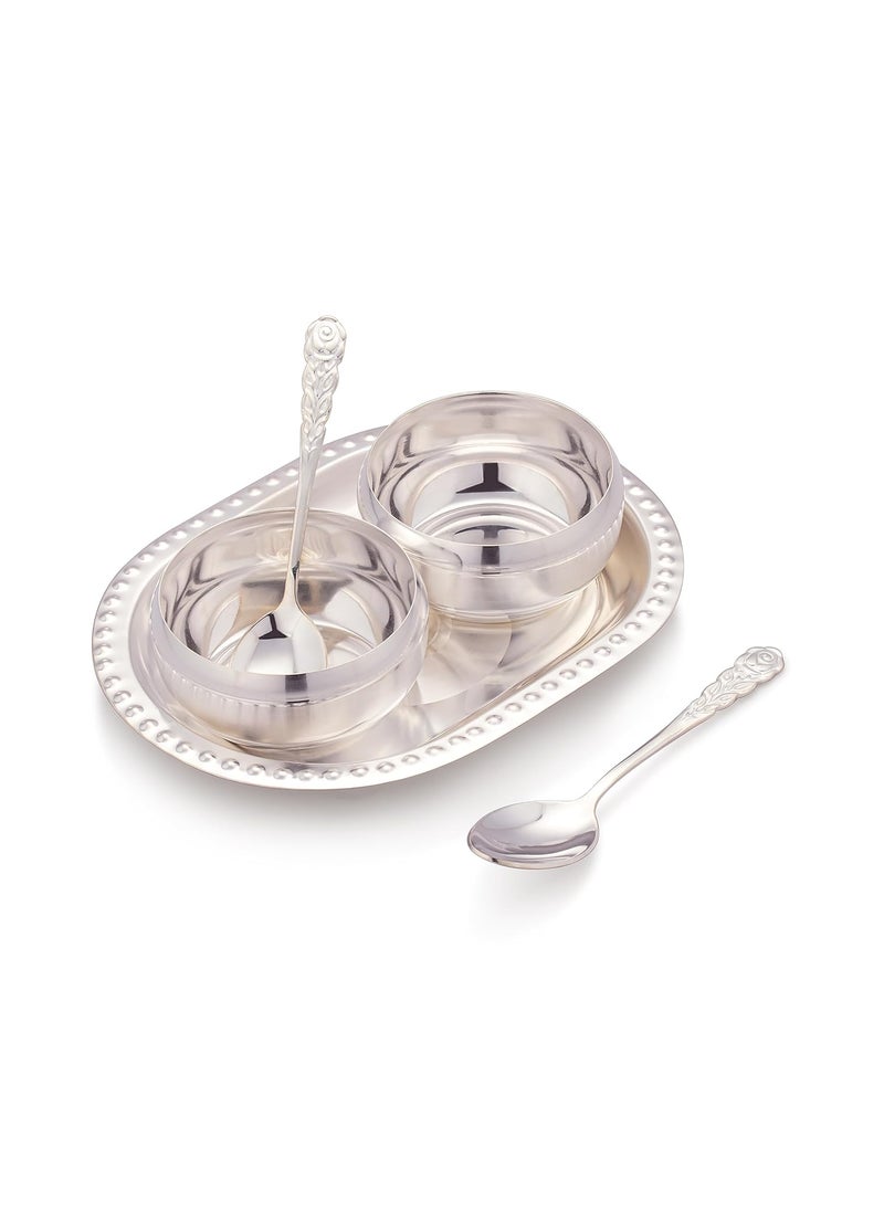 Silver Glow Silverglow Twilight Serving Set Silver Plated Bowl Set of 5 Dry Fruits Snacks containers Serving Tray Bowl Set Tableware Set Perfect Diwali Office Wedding Return Gift  - Image 3