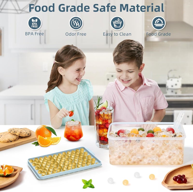 WIBIMEN Mini Ice Cube Trays, Small Tiny Round Pebble Crushed Nugget Ice Trays for Freezer with Lid - Chilling Drinks Coffee Juice(4 Pack/0.55In - Blue) - Image 3