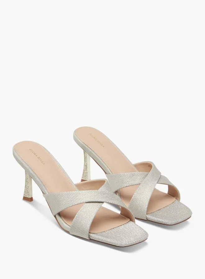 Flora Bella By Shoexpress Women Textured Cross Strap Sandals with Stiletto Heels