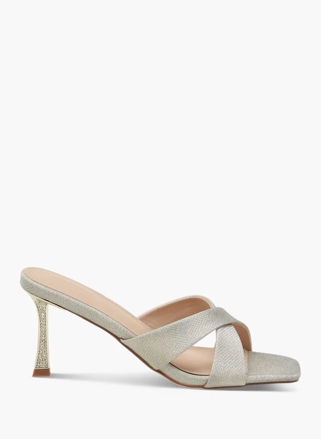Flora Bella By Shoexpress Women Textured Cross Strap Sandals with Stiletto Heels