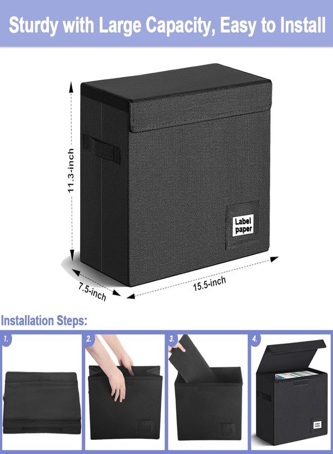 GIBENUO Comic Book Storage Box 15.5" X 7.5" X 11.3", Collapsible Holds 160-180 Comic Book Organizer Heavy Duty Comic Book Bin Container (2 pack, black) - Image 3