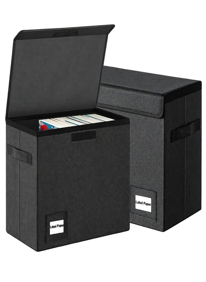 GIBENUO Comic Book Storage Box 15.5" X 7.5" X 11.3", Collapsible Holds 160-180 Comic Book Organizer Heavy Duty Comic Book Bin Container (2 pack, black) - Image 1
