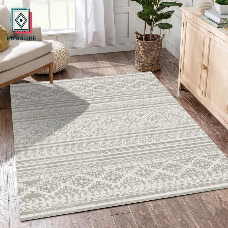 RUGSURE Washable Area Rugs 8' x 10' - 1/6 Thick - Moroccan-Inspired -Stain & Water Resistant Non-Slip - Resistant Rug for Living Room, Bedroom, Nursery, Pet & Child Friendly (Grey) - Image 3