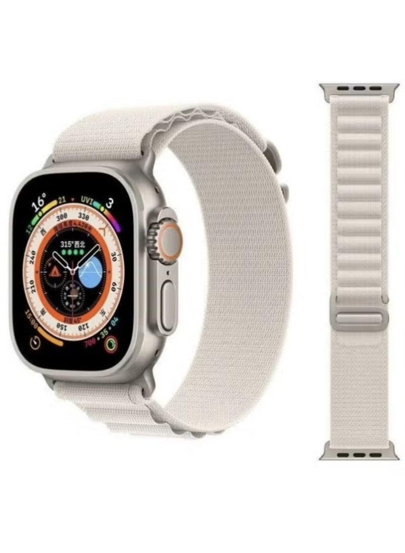 TIGER 2-Pack Alpine Loop Bands for Apple Watch 49mm 45mm 44mm – Durable Nylon Woven Sport Straps Compatible with Apple Watch Ultra, Series 8, 7, SE, 6, 5, 4, 3, 2 – Breathable Adjustable Fitness Bands – White & Black Combo Pack  - Image 5