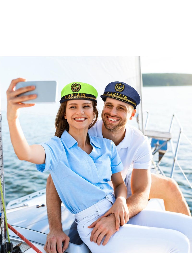 SYOSI 2 Pcs  Sailor Captain Hats Caps, Adjustable Yacht Boat Ship Costume Marine Admiral Hat for Adult Teens Men Women Captains Dressing up Party - Image 4
