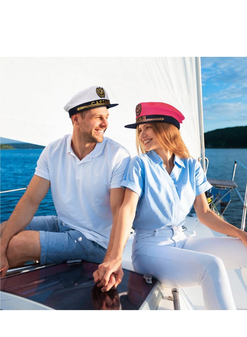SYOSI 2 Pcs  Sailor Captain Hats Caps, Adjustable Yacht Boat Ship Costume Marine Admiral Hat for Adult Teens Men Women Captains Dressing up Party - Image 2