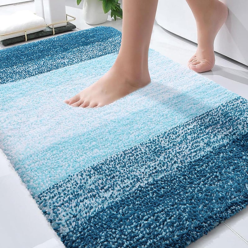 OLANLY Bathroom Rugs Mat 30x20, Extra Soft Absorbent Microfiber Bath Rugs, Rubber Backing, Quick Dry, Washable Bath Mats for Bathroom Floor, Tub and Shower, Home Decor Accessories, Peacock Blue - Image 1