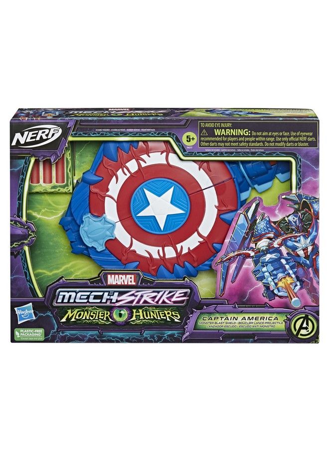 MARVEL Avengers Mech Strike Monster Nerf Captain America Monster Blast Shield Roleplay Toy With 3 Nerf Darts Toys For Kids Ages 5 And Up - Image 5