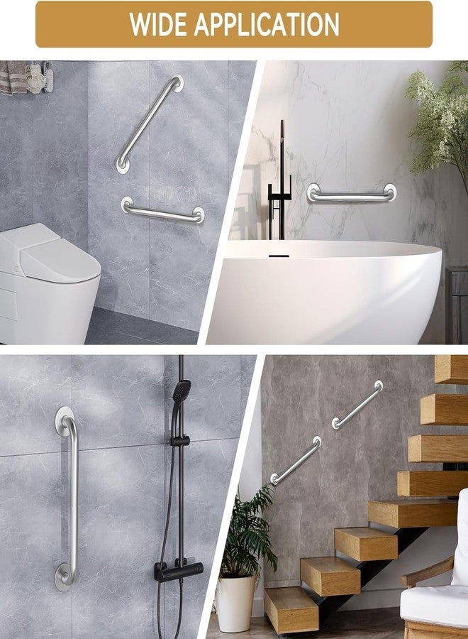 BOSNEY Stainless Steel Bathroom Grab Bar Elder Assist Handle Toilet Safety Support Bar Wall Mounted Heavy Duty Rust Free Silver Finish Helping Handle for Bathroom and Home Safety (Pack of 1, 12 Inch) - Image 3