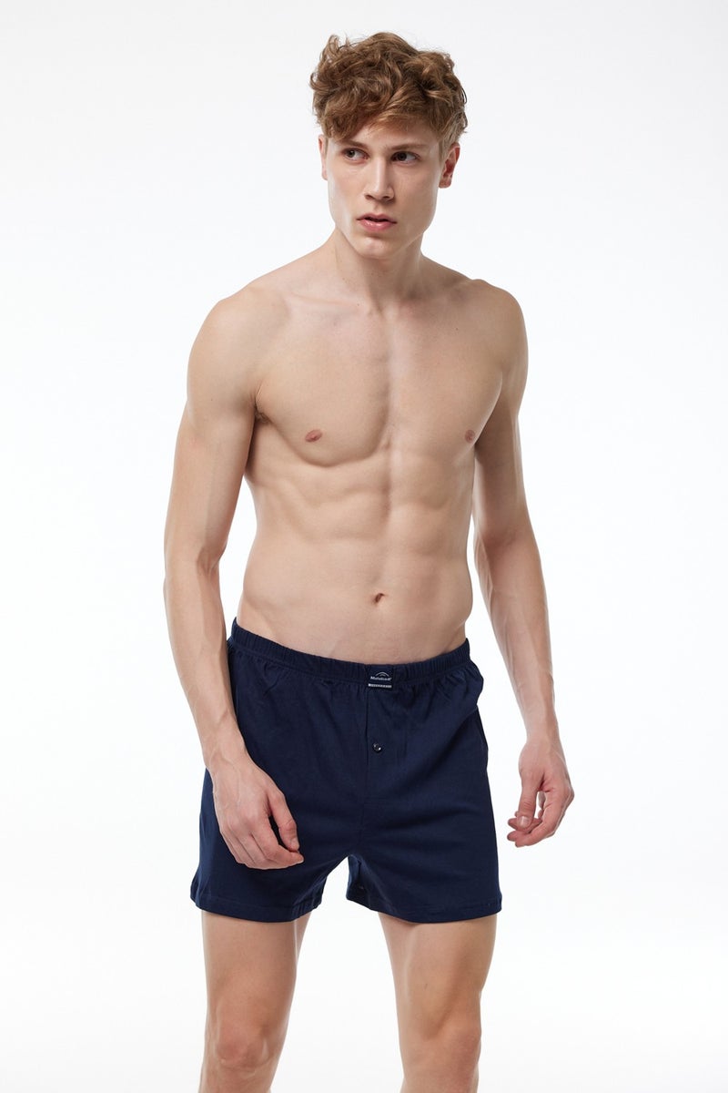 Malabadi Men's Navy Blue 3 Piece Wide Pattern 100% Cotton Boxer 3M024  - Image 3