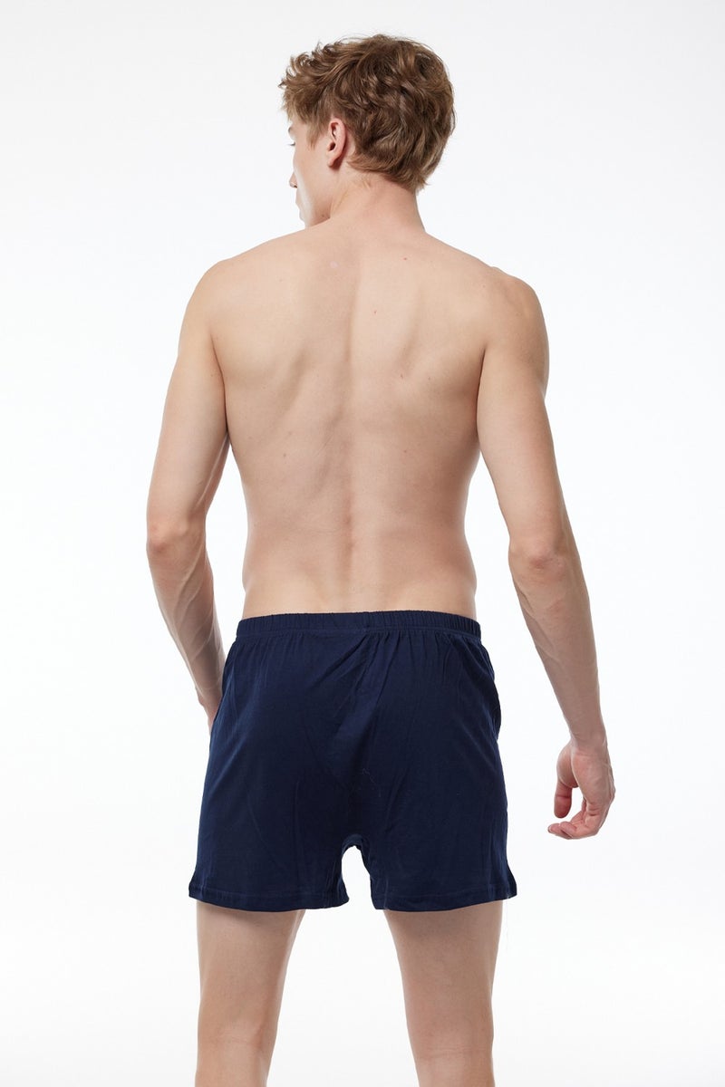 Malabadi Men's Navy Blue 3 Piece Wide Pattern 100% Cotton Boxer 3M024  - Image 4
