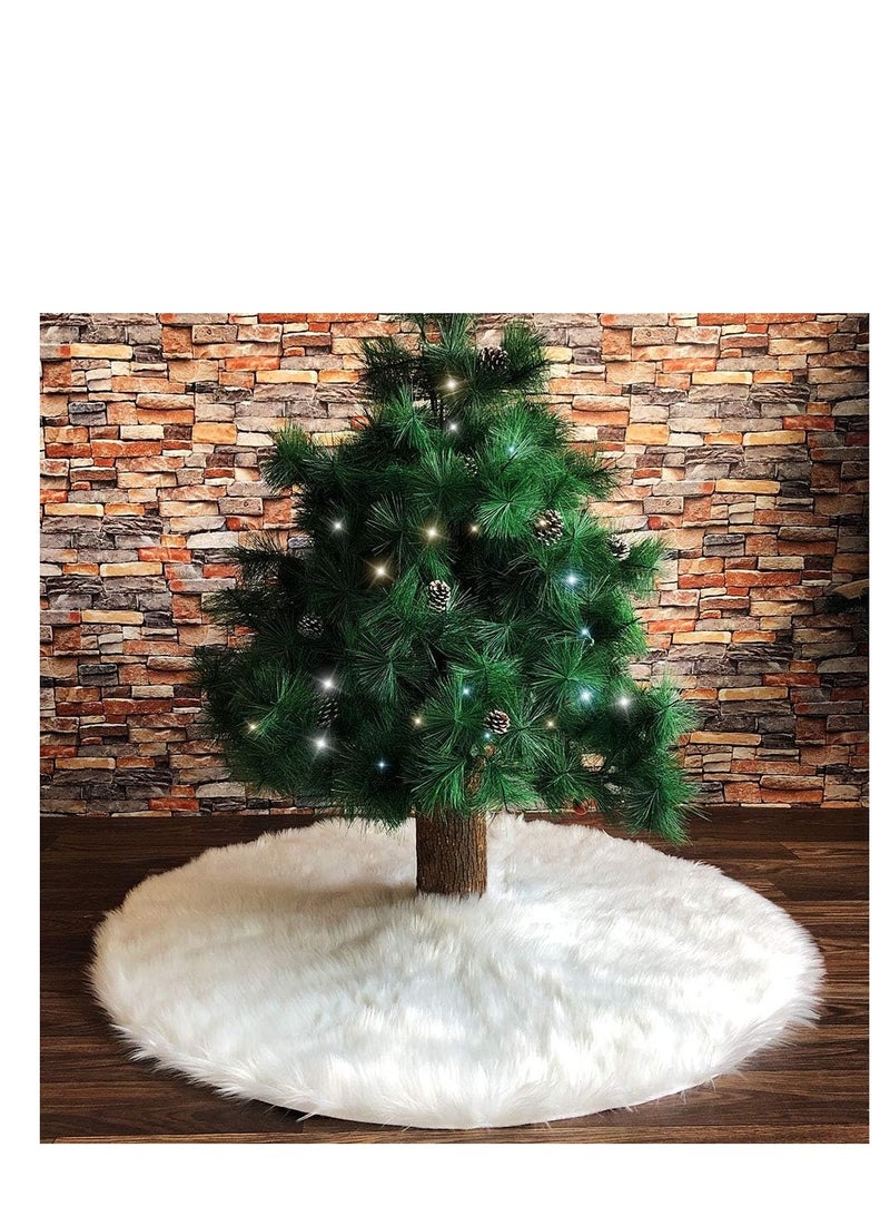 Snow Fur Christmas Tree Skirt Base Cover 90cm White Plush Xmas Tree Skirt Mat for Christmas New Year Party Holiday Home Decorations (Snow, 35inches) - Image 4