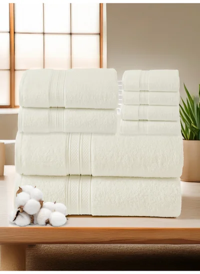 Donetella 8 Pcs Premium Towel Set - 2 Bath Towels, 2 Hand Towels & 4 Washcloths | 100% Combed Cotton 600 GSM | Quick Dry, Ultra-Absorbent, Thick & Plush | Ideal for Bath, Spa, Gym, Hotel & Everyday Luxury