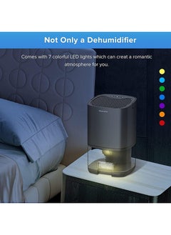 Generic Home Dehumidifier 1000ML Dehumidifier for 2500 cu ft (260 sq ft) Two Working Modes and 7 Color LED Lights Silent Portable Mini Dehumidifier for Basement Bedroom Bathroom Cabinet RV (Black)  - Image 2