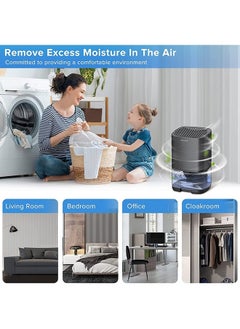 Generic Home Dehumidifier 1000ML Dehumidifier for 2500 cu ft (260 sq ft) Two Working Modes and 7 Color LED Lights Silent Portable Mini Dehumidifier for Basement Bedroom Bathroom Cabinet RV (Black)  - Image 5