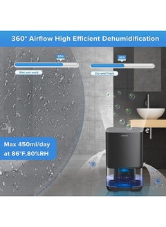 Generic Home Dehumidifier 1000ML Dehumidifier for 2500 cu ft (260 sq ft) Two Working Modes and 7 Color LED Lights Silent Portable Mini Dehumidifier for Basement Bedroom Bathroom Cabinet RV (Black)  - Image 3