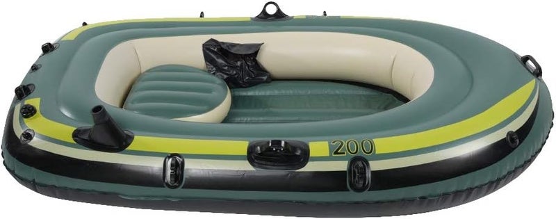 woobles Swimming Pool and Lake Inflatable Boat, One Person Inflatable Fishing Boat Kayak PVC Rowing Air Boat Fishing Drifting Diving Tool Yellow - Image 3