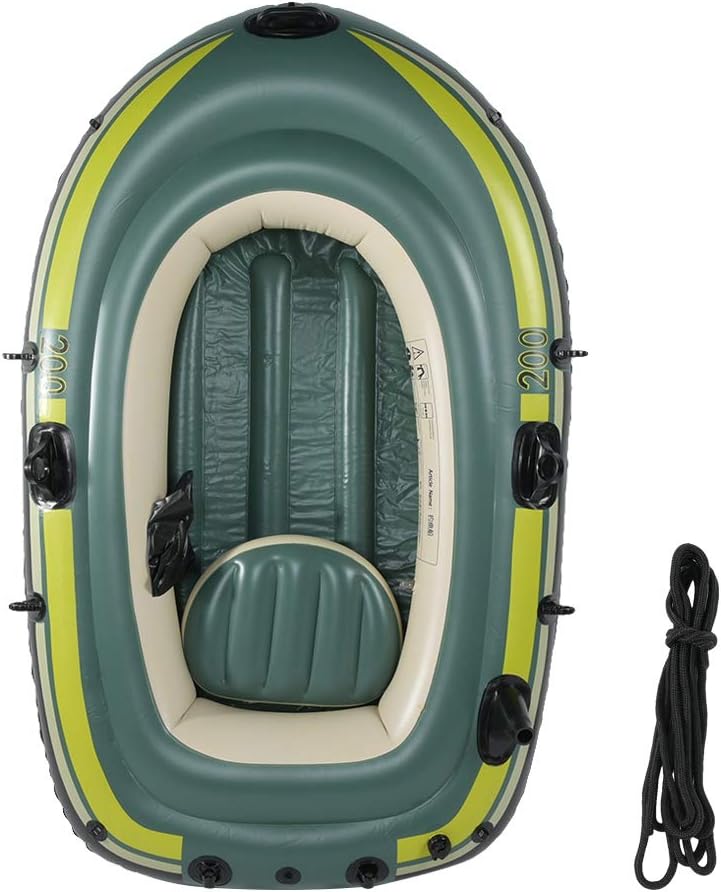 woobles Swimming Pool and Lake Inflatable Boat, One Person Inflatable Fishing Boat Kayak PVC Rowing Air Boat Fishing Drifting Diving Tool Yellow - Image 4
