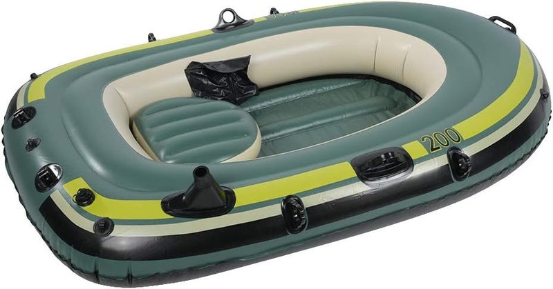 woobles Swimming Pool and Lake Inflatable Boat, One Person Inflatable Fishing Boat Kayak PVC Rowing Air Boat Fishing Drifting Diving Tool Yellow - Image 1