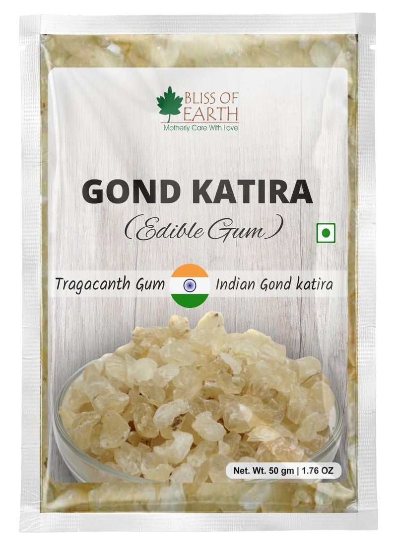 BLISS OF EARTH Gond Katira Edible Gum Tragacanth Gum Gond for Laddu Organic Cooling Gum for Summer Refreshers and Deserts 50g  - Image 1