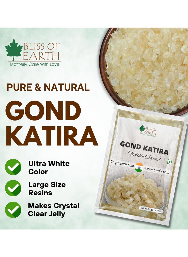 BLISS OF EARTH Gond Katira Edible Gum Tragacanth Gum Gond for Laddu Organic Cooling Gum for Summer Refreshers and Deserts 50g  - Image 2