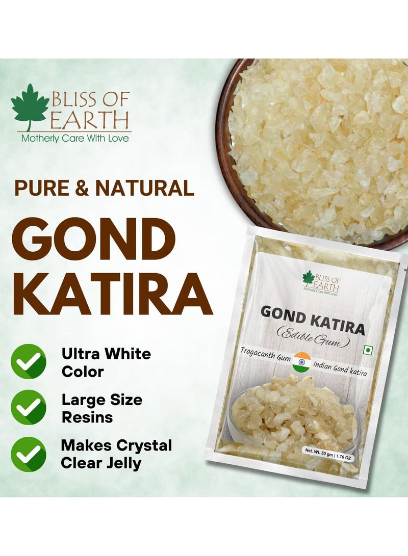 Bliss of Earth Gond Katira Edible Gum Tragacanth Gum Gond for Laddu Organic Cooling Gum for Summer Refreshers and Deserts 50g - Image 3