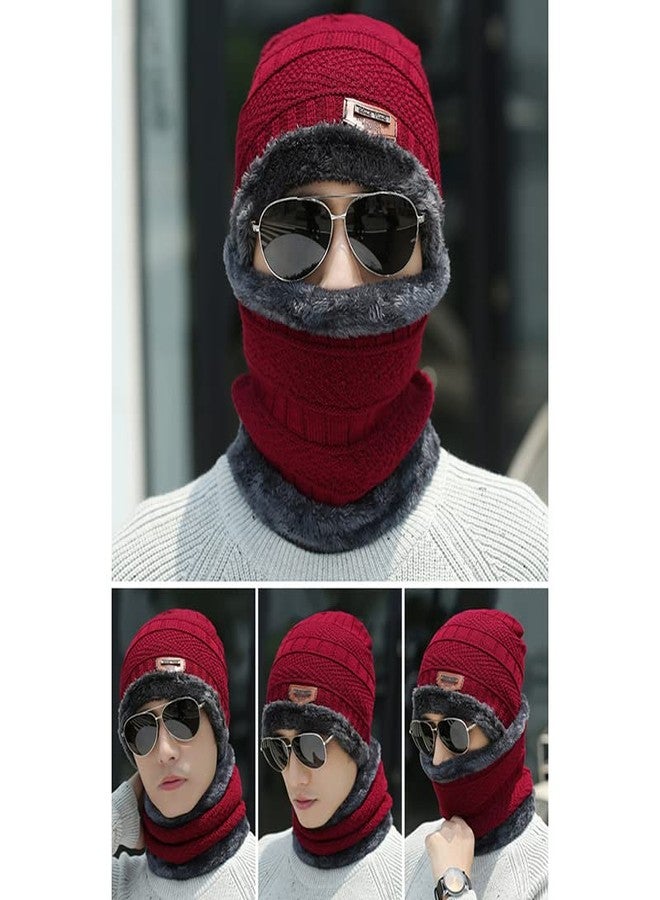 Missby Winter Beanie Warm Neck Set - Suitable for both Men & Women (IN, Alpha, Free Size, Red) - Image 2