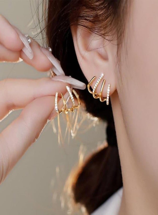 Siddhatva Stylish Trendy Gold Dainty Studs CZ Stones Korean Western Earrings Jewellery - Image 3