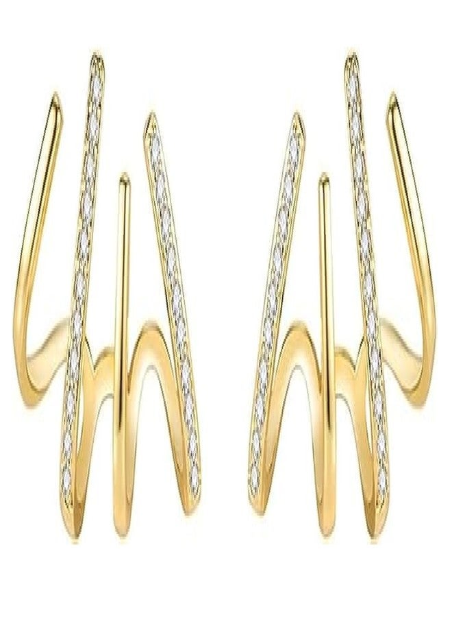 Siddhatva Stylish Trendy Gold Dainty Studs CZ Stones Korean Western Earrings Jewellery - Image 2