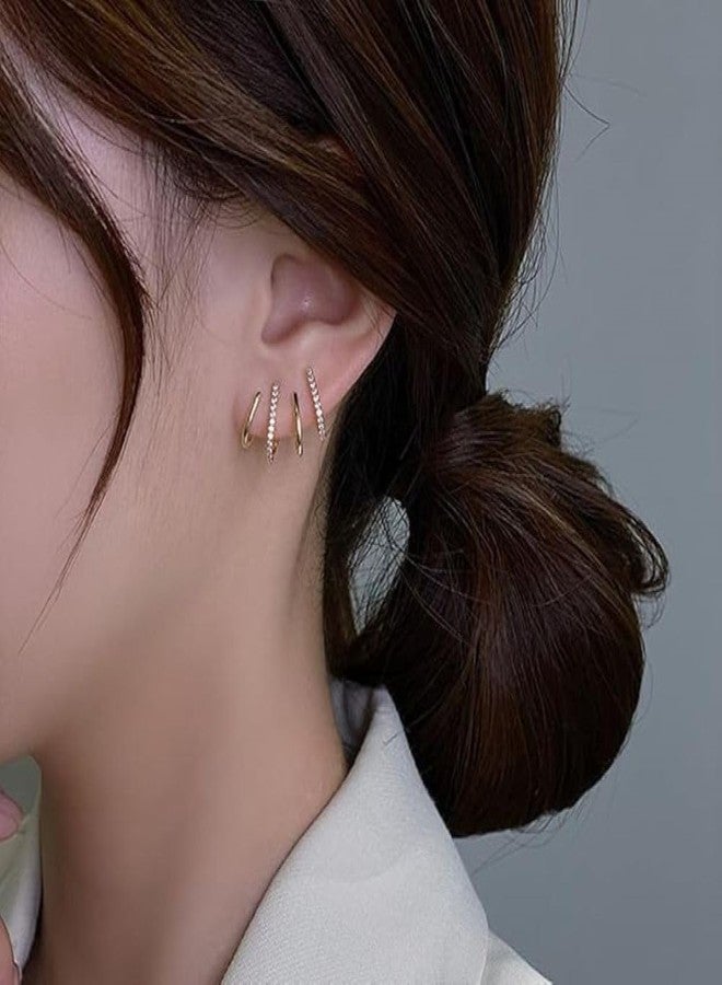Siddhatva Stylish Trendy Gold Dainty Studs CZ Stones Korean Western Earrings Jewellery - Image 4